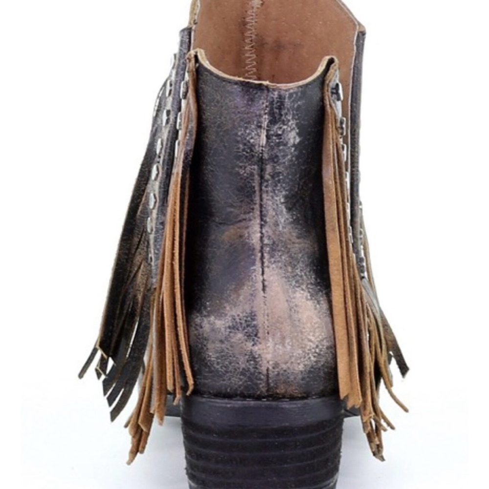 Circle G Distressed Fringe Ankle Boots - Dark Brown! Sz 10, but run small, 9 - Picture 5 of 13